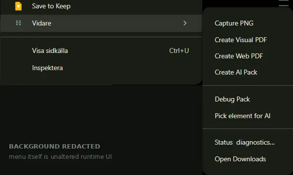 Chrome context menu with Vidare available